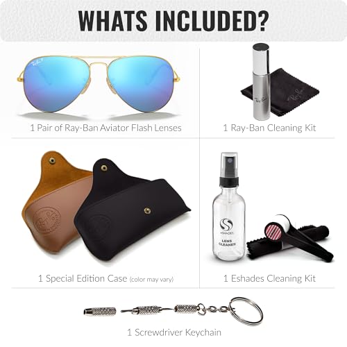 Ray-Ban RB3025 AVIATOR FLASH LENSES Pilot Shaped Sunglasses for Men & Women with Official RAYBAN Eyewear Kit2