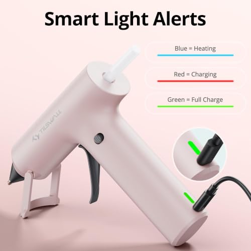 Image of Tilswall Cordless Hot Glue Gun, Fast Preheating, Glue Gun and Sticks Set with 2Ah USB-C Rechargeable, 20 Premium Glue Sticks(7x140mm), Compact Size Ideal for Crafts, DIY Making, Repairs W106s Pink