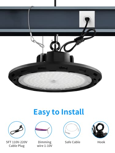 High Bay Light 150W LED Shop Light 6500K Garage Light IP65 Shop Light 15000LM Commercial Light is Suitable for Workshop, Factory, Garage, Warehouse, Shop, Barn.