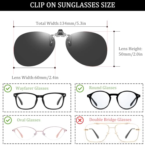 Polarized Clip-on Sunglasses Aviator Anti-Glare UV Protection Clip over Prescription Glasses2