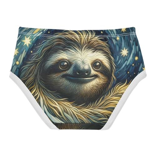 Cute Sloth Starry Night Panties Little Girl Toddler Underwear Floral Cotton Fun Kids Briefs Undies 2t2