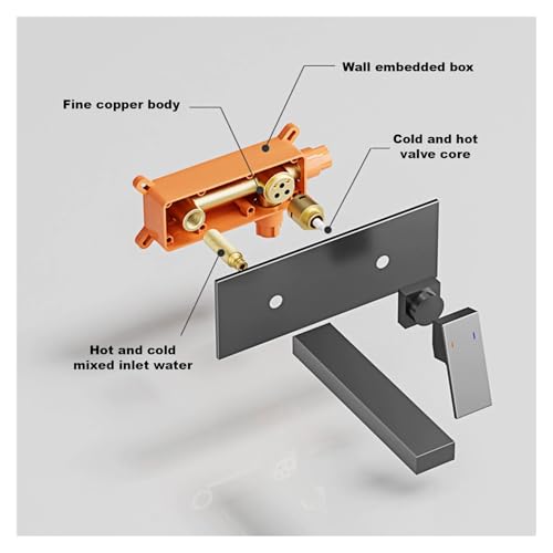 Grifo empotrado de pared cromado monomando mezclador oculto para baño y lavabo 5
