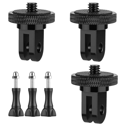 6 Pack Aluminum 1/4'-20 Camera Tripod Adapter, Compatible with GoPro and Insta360 Action Cameras, 1/4' Mount Adapter for Standard 1/4 Accessories