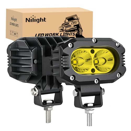 Image of Nilight LED Pod Light 24W 4 Inch 2PCS Yellow Flood Beam Driving Lights Pods IP67 Waterproof Auxiliary Offroad Lighting for Truck Tractor SUV ATV UTV Golf Cart Boat Motorcycle Dirt Bike