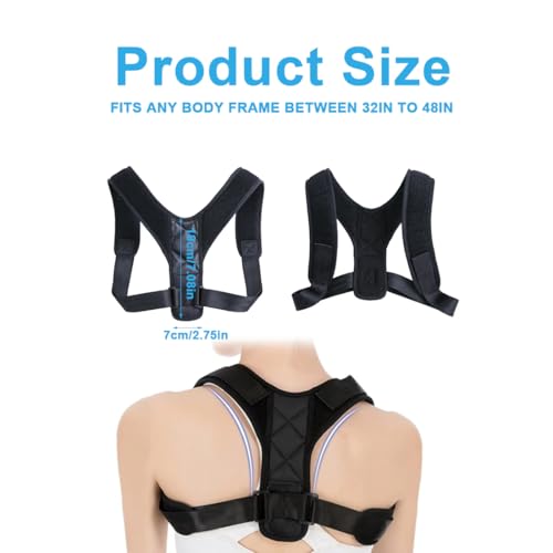 Posture Corrector for Men and Women, Comfortable Upper and Back Brace, Upper Back Support for Back Pain, Neck Posture Corrector Clavicle Aid Spine Align, for Back, Shoulder and Neck, Black - Image 2