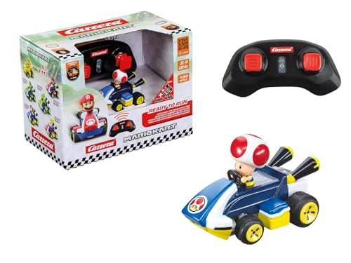 Carrera RC Mario Kart Mini RC Toad pour Enfants et Adultes, garçons et Filles, Licence Originale Unique, Plaisir de Conduite instantané avec prêt à Courir,...
