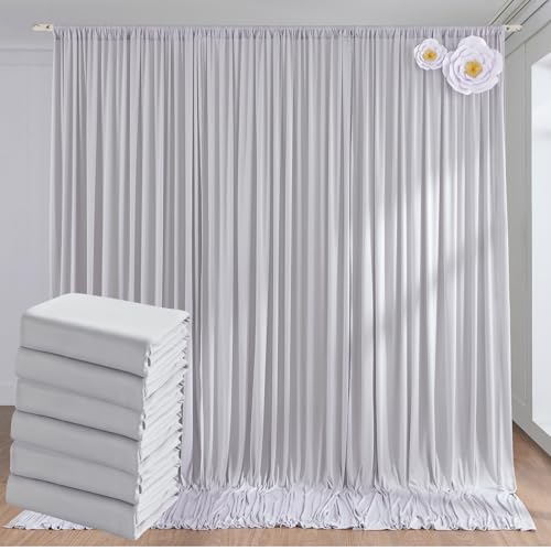 30ftx10ft Silver Backdrop Curtain Panels for Parties, 6 Panels 5ftx10ft Wrinkle Free Polyester Photography Backdrop Drapes for Wedding Birthday Party