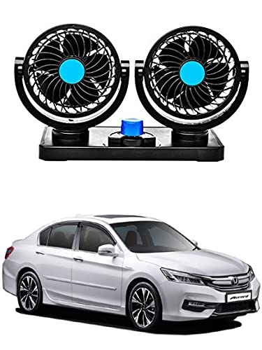 Maties Car Fan 12V 360 Degree Rotatable Dual Head 2 Speed Fan for Accord New
