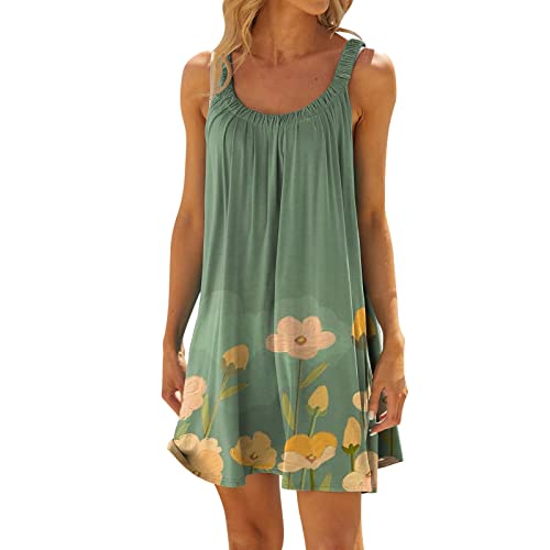 Sommerkleid Damen, Strandkleid Damen Knielang Strappy Ärmellos Sommer...