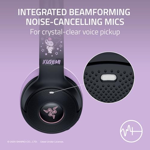 Image of Razer Kraken Kitty V2 BT Wireless RGB Headset: Chroma RGB Kitty Ears & Earcups - Bluetooth 5.2-40 mm Drivers - Noise-Cancelling Mics - Lightweight - 40 Hr Battery w /Type C Charging - Kuromi Edition