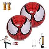 WDKXCN Fußball Kinder Größe 3, 2 Stück Kinderfussball mit Netz & Pumpe, Fussball Grösse 3 Kinder für Das Training, Fussball Spinnenaugen-Muster Geschenke für 2-8 Jahre Jungen Mädchen