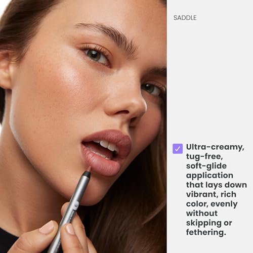 Wonderskin Lipliner-Stift – 360-Kontur-Lipliner, Langlebig, Spitzbar, Wasserfest Und Übertragungssicher, Brauner Lipliner-Stift (Sattel)