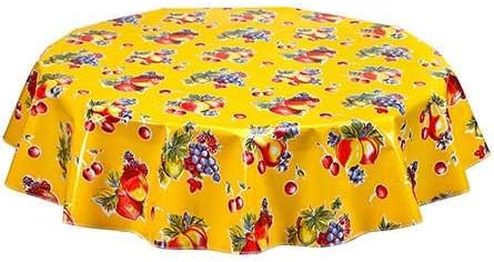 Round Oilcloth Tablecloth in Retro Yellow - You Pick The Size!