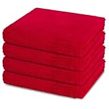 Ross 4er Set Handtücher – Premium Walkfrottee aus 100% Baumwolle, 500 g/m², 50x100 cm – Flauschig weich, saugstark & langlebig mit gesticktem Markenlogo – Luxuriöses Komfort-Design - Granat