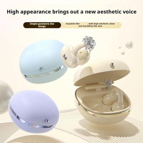 Image of Open-Ear Headphones with Butterfly Earrings, Ultra-Comfort & Snug Fit Clip On Earbuds, Luxury Bluetooth 6.0 Wireless Headphones Clip-ons Sports Earphones Fit Gym Earphones Open Ear Buds (rice white)