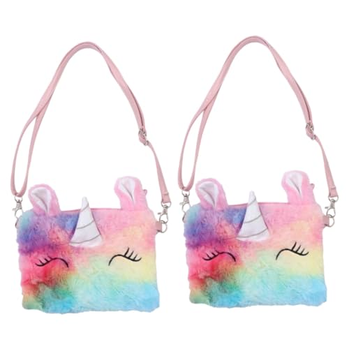 2 Pezzi Unicorno Borsa A Tracolla In Peluche Di Ragazze Per Bambini A A A