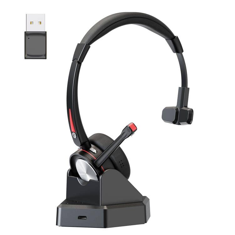Beebang Bluetooth Headset with Microphone for PC, Wireless Headset with Mic & Mute Button, 40 Hrs Working Time, Mono Noise Cancelling Bluetooth Headset 5.2 for Work Laptop Teams Business Meeting-image-49