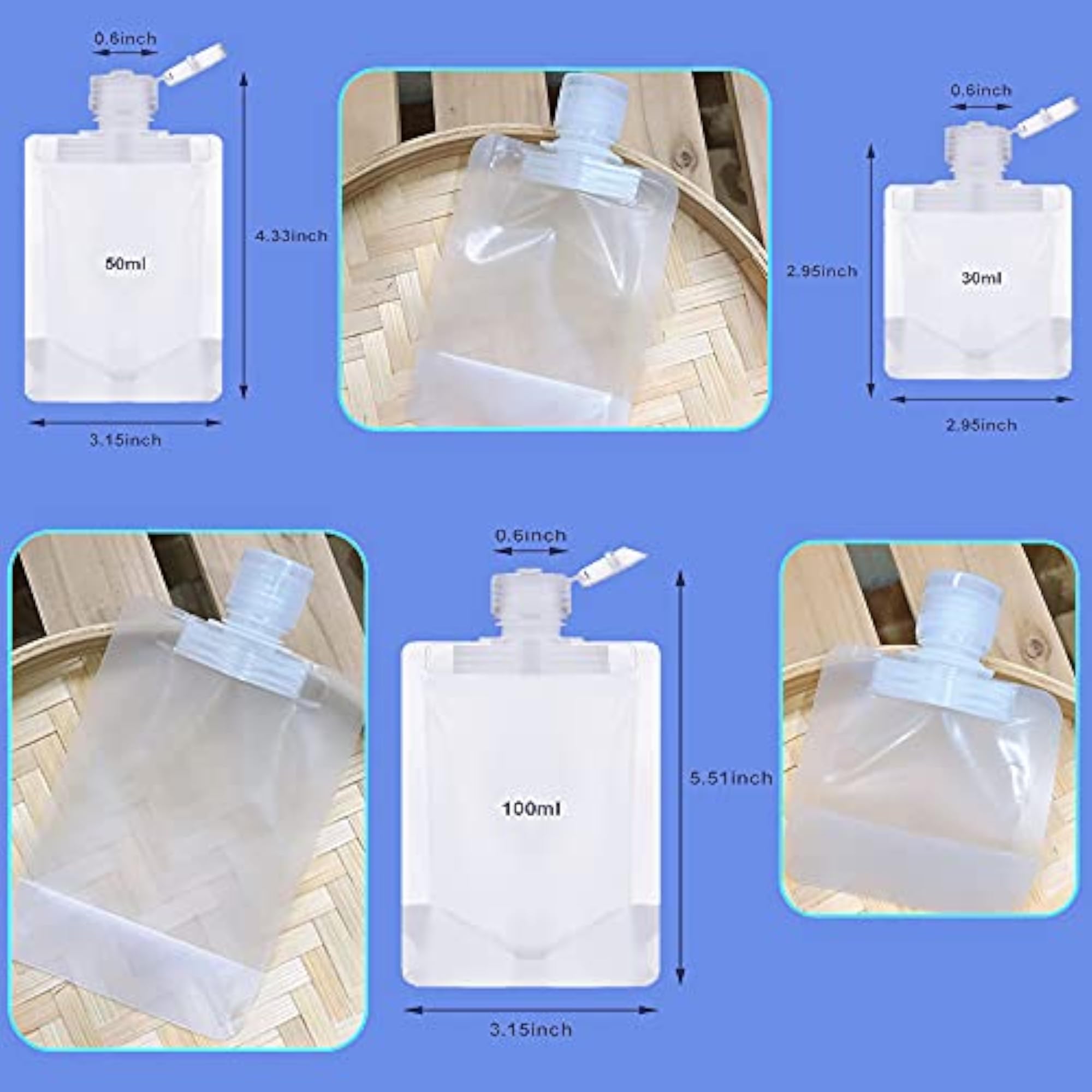 Portable Travel Fluid Makeup Packing Bag, Transparent Pouch