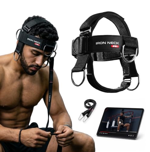 Image of Iron Neck Alpha Neck Trainer - Exercise & Workout Equipment | Versatile Neck Exerciser, Strengthener, Trainer with Adjustable Head and Chin Strap, Portable Head Harness for Weight Lifting