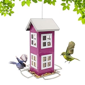 Goodeco Metal Bird Feeder Garden Decor Bird Feeders for Outdoors HangingCountry House Design Squirrel ProofEasy Cleaning RefillsGrandpa Gifts47 102 Purple