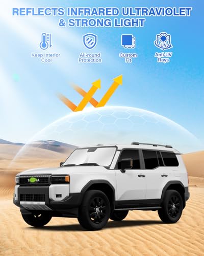 Image of Canvcle Sunshades for 2024 2025 2026 Toyota Land Cruiser Prado 250 Accessories Windshield Sun Shade Side Rear Window Shade Cover Sun Visor Shield Privacy Protection Keep Vehicle Cool Black 8PCS