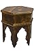 Produktbild Marokkanischer Vintage Beistelltisch Hocker aus Holz Inam Braun ø 50cm rund | Orientalischer runder Tisch Blumenhocker klein für Wohnzimmer oder Küche | Orientalische Beistelltische als Dekoration