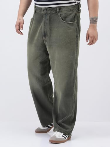 Image of Urbano Plus Men's Loose Baggy Fit Heavy Washed Jeans Non-Stretchable