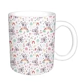 AELKSP Keramik-Kaffeetasse, große Milchkaffeetasse,Teetasse,lustige tassen,mama tasse,papa tasse,kindertasse,Nahtloses Vektormuster mit niedlichem Koala,11oz/330ml