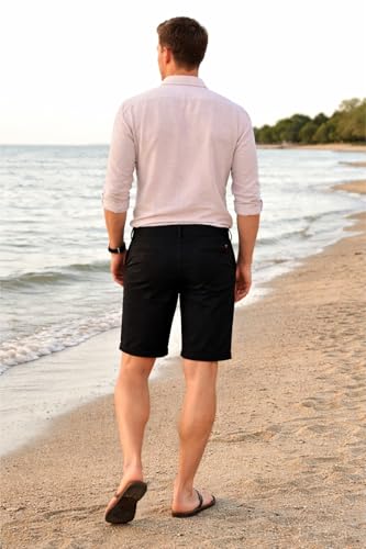 Image of Louis Philippe Men's Slim fit Solid & Cotton Stretch Everyday Shorts | Stylish and Flattering Silhouette