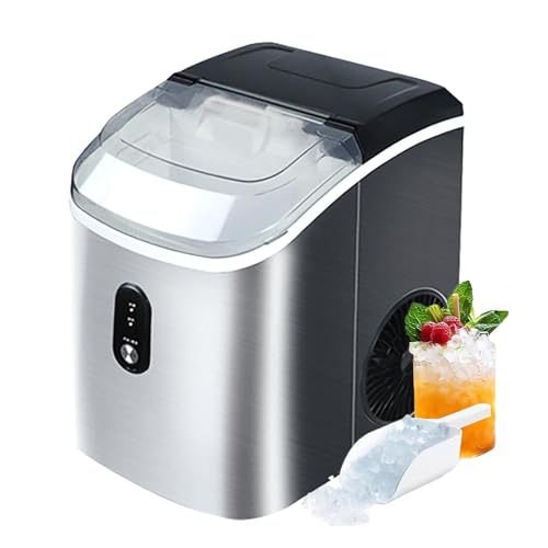 Máquina fabricadora de hielo nugget, fabricadora de hielo con autolimpieza, 34 lb/día, operación con un solo toque, para hogar/cocina/oficina/fiesta/RV miniatura 1