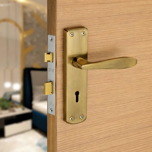 Image of SARDAR IM-04 Iron Handle Set 7 Inch|2 Keys | 6 Lever Single Turn Lock Set| Handle Set for Door, Bathroom, Bedroom, Living Room| (Antique)
