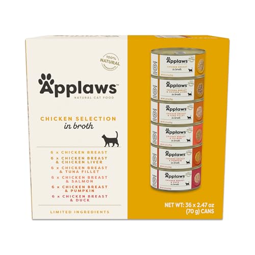 Image of Applaws Chicken 6-Flavor Variety in Broth Wet Cat Food 36-Pack 2.47 oz Cans | 100% Natural, High Quality Protein, Limited Ingredient, Grain Free, No Fillers, No Artificial Additives