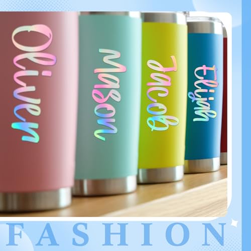 Image of 6 Sheets UV DTF Cup Wrap Name Stickers for Water Bottles Waterproof Custom Vinyl Decals Personalized Lettering Gift Stickers for 14-40oz Tumbler Cups Mugs DIY Craft (Laser)