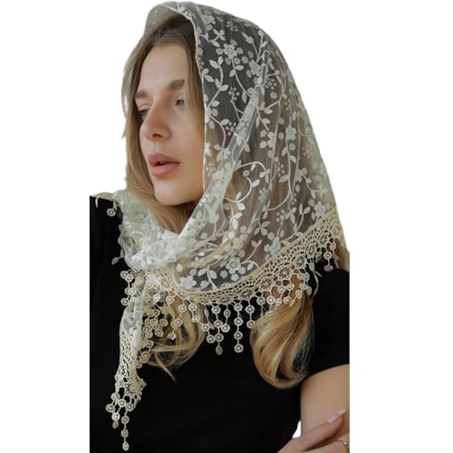 Fashionable Triangular Head Scarf With Elegant Flower Pattern Fringed Lace Head Wrap For Youth Women Vacation Headdress