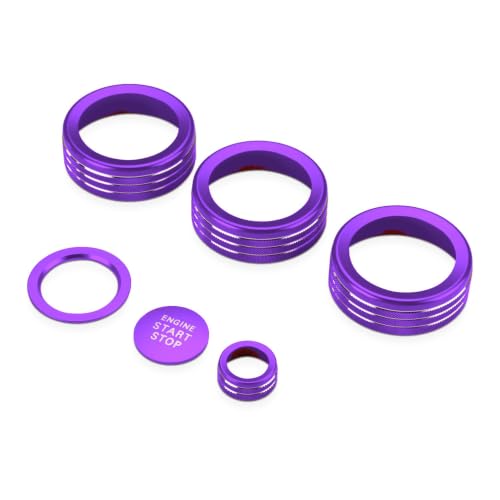 Image of for Toyota Tacoma 2024-2026 & 4Runner 2025-2026, 8-Inch Screen Aluminum Alloy Knob Cover Trim - Fits Push Start, AC, Volume & 4WD Gear Switch (Purple, 6-Piece Set)