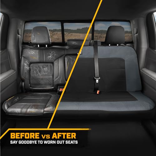 Image of CAT MeshFlex Charcoal Rear Seat Cover for Cars, SUVs & Mid-Size Pickup Trucks - Durable 60 /40 Split Rear Bench Seat Protector, Back Seat Cover, Interior Auto Accessory, Not for Full-Size Pickup Trucks