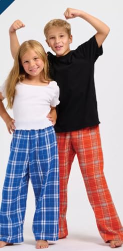 boxercraft Youth Poly Flannel Pants Plaid Lounge Pants with 2 Pockets, Red/White Youth Medium3