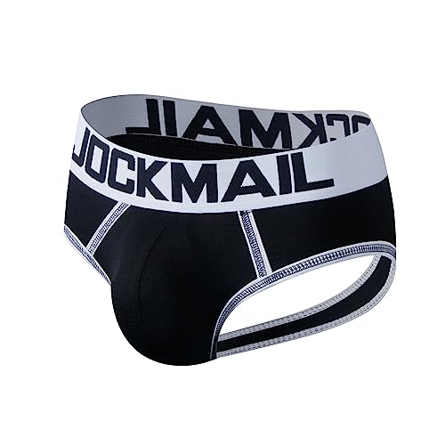 JOCKMAIL Calzoncillos Slips Jockstrap para Hombre Sexy sin Fondo Slips Suspensorios para Hombres Tanga (M, Negro)
