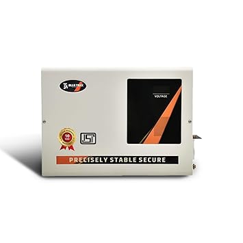 BLUETRAX 4 KVA 4000W Voltage Stabilizer | 90V-500V | Copper Double Phase Digital Hanging | for up to 1.5 Ton AC | White | ISI Certified | 10 Years Warranty
