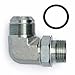 AF C5515-12-06-3/4 Male JIC (1-1/16''-12 Threads) x 3/8 Male O-Ring Boss (9/16''-18 Threads) - 90° Straight Thread Elbow