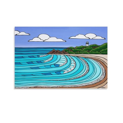ヘザーブラウン (海と灯台)現代 北欧 ハワイの風景 ポスター ホーム装飾 パネル 壁アート 現代壁掛け 絵画 版画 芸術作品 インテリア20x30inch(50x75cm)