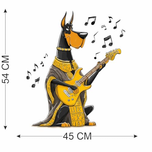 Image of Musical Dog Wall Sticker | Guitar Playing Cartoon Dog Self Adhesive Wall Decal for Kids Room, Music Room, Bedroom & Home Decoration