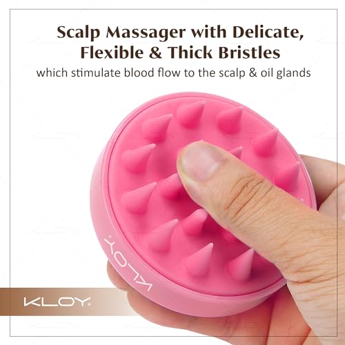 Image of KLOY Round Hair Scalp Manual Massager Shampoo Hair Brush, Super Soft Bristles for Exfoliating, Anti-Dandruff (Pink)