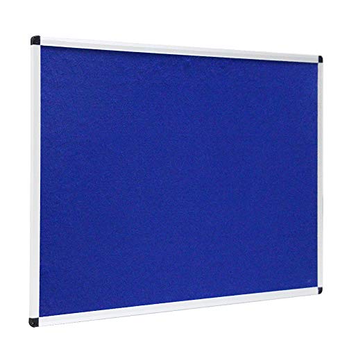 VIZ-PRO Notice Board Felt Blue, 60 X 48 Inches, Silver Aluminium Frame