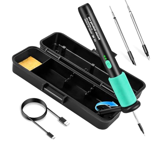 Image of Serplex Cordless Soldering Iron Kit with Toolbox 5V 15W Soldering Pen Adjustable 260-450C Temp, 8s Rapid Heat-up, 650mAh USB Cordless Welding Kit Including 3 Replaceable Tips