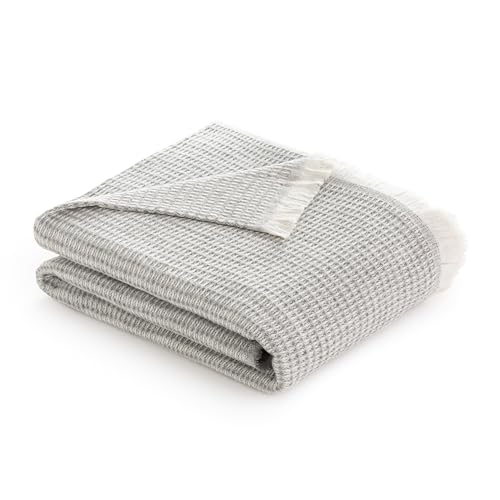 Todocama - Manta de Algodón Extrasuave con Diseño GOFRE, Colcha Multiusos Four Seasons para Sofá, Cama, Funda Decorativa y Manta Fular, (Gris Oscuro, 120x180cm).