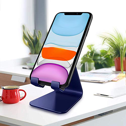 Image of CreaDream Cell Phone Stand, Cradle, Holder,Aluminum Desktop Stand Compatible with Switch, All Smart Phone, iPhone 11 Pro Xs Max Xr X Se 8 7 6 6s Plus SE 5 5s-Navy Blue