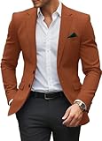 Burnt Orange Mens Blazers Men's Sport Coat Blazer Jacket Fashion Outdoor Casual Solid Single Breasted Two-Button Size M