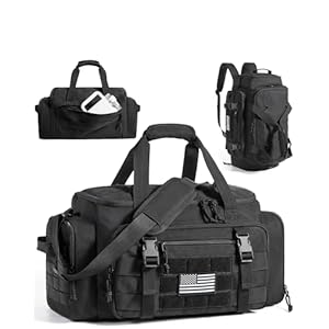 BAGSMART Tactical Gym Bag for Men, 33L Duffle Bag for Travel with Shoe Compartment, 4 in 1 Personal Item Tactical Backpack with 40oz Water Bottle Holder, Black