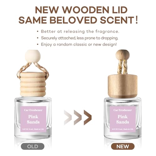 Image of C Classy Hanging Car Air Freshener 2 Pack, Pink Sands Essential Oil Diffuser, Long-Lasting Fragrance, Cute Glass Bottle Car Accessories for Women & Men, Made in USA